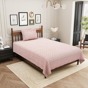 ผ้าปูที่นอนแบบเรียบลายพืชสีชมพู ปรับแต่งได้ พร้อมปลอกหมอน 1 ใบ ผ้าฝ้าย 300 เส้นด้าย เป็นมิตรกับสิ่งแวดล้อม ใช้ได้ทุกฤดู สำหรับเครื่องนอนที่บ้าน - Product Image 1