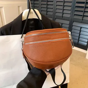 Bolsa de Hombro de Cuero con Doble Cierre y Correa Ancha para el Hombro, Estilo Simple y Elegante, Ideal para el Uso Diario - Product Image 6