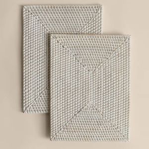 30x40cm Rectangular Bohemian Design Rattan <b>Placemats</b> Handmade Woven Natural Look 10mm Thick Wholesale Tableware Restaurant Table - Product Image 2
