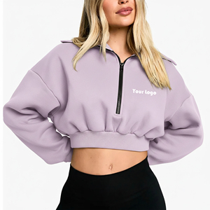 Sudaderas y Hoodies Cortos de Felpa 100% Algodón Hechos a Medida OEM/ODM con Logotipo Bordado Personalizado, Sudadera Transpirable - Product Image 1