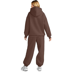 Ensemble de survêtement pour femme, sweat-shirt oversize et pantalon droit, couleur unie - Product Image 4