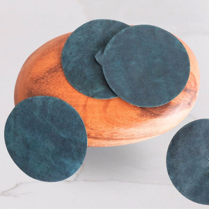 Genuine Leather Coasters Luxury Corporate Giveaways Round Beverage Coasters Set Protective <b>Desk</b> Cup <b>Mat</b> LC-0020 - Product Image 4