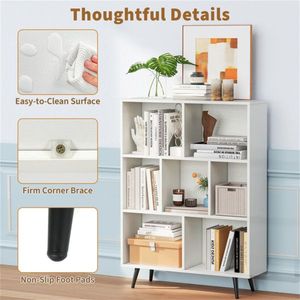 Modern <b>3</b>-Tier 7-<b>Cube</b> <b>Storage</b> Organizer with 4 Metal Legs Bookshelves Bookcase - Product Image 5