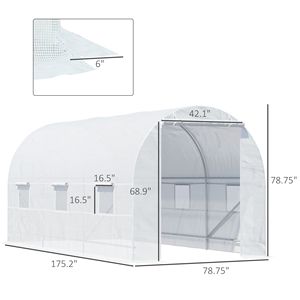 15x7x7 High Tunnel Greenhouse Eco-Friendly <b>Planting</b> Garden with 6 Roll-up Windows and Roll Door 140 GSM PE Cover Steel <b>Frame</b> - Product Image 3