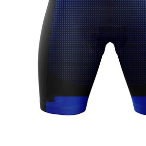 Cuissard de cyclisme unisexe bleu à pois noirs, séchage rapide, respirant, coupe ajustée, polyester/coton - Product Image 2