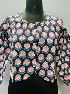 เสื้อแขนกุดคอวีพิมพ์ลายดอกไม้สไตล์ญี่ปุ่นผ้าฝ้าย 100% คุณภาพสูงเป็นมิตรกับสิ่งแวดล้อมสำหรับผู้หญิง - Product Image 2