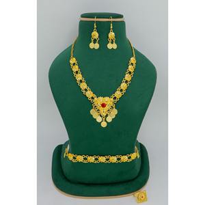 Conjunto de Collar corto chapado en oro de calidad superior de nuevo diseño con pendientes, anillo y pulsera, joyería con acabado fino encantador - Product Image 3