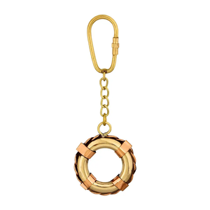 Porte-clés rond en laiton au design tubulaire, article cadeau Diwali, souvenir festif - Product Image 1