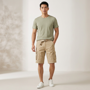 Shorts pour hommes, couleur unie, taille mi-haute, séchage rapide, polyester, décontractés, style Bermuda, avec poches, fermeture boutonnée - Product Image 4