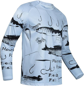 เสื้อตกปลาแห้งเร็ว แขนยาว พิมพ์ลายแบบซับลิเมชั่น โพลีเอสเตอร์สั่งทำได้ ขายส่งเสื้อตกปลาคุณภาพสูง - Product Image 1