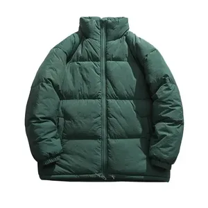 Blouson d'hiver matelassé pour homme, style urbain, grande taille, avec logo personnalisé, en tissu bulle épais et chaud, coupe longue - Product Image 3