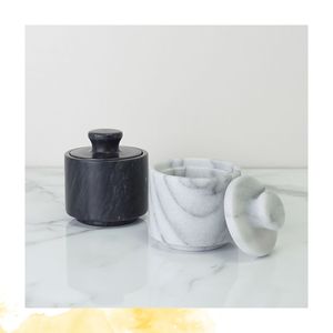 Kitchen decor classy tabletop accessory luxury counter top decor artisan marble kitchenware decorative salt <b>pepper</b> - Product Image 2