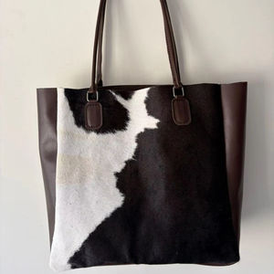 Bolso Tote de Verano de Cuero Genuino Duradero con Pelo, Bolso de Hombro de Lujo para Mujer, Moda LHTB-0034 - Product Image 1