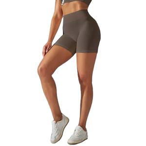 Pantalones cortos de gimnasio con logotipo personalizado 2025 para mujer, ropa deportiva transpirable de cintura alta de secado rápido con bolsillos, lavado de colores para correr - Product Image 6