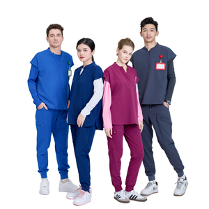 HOT SELLING Hospital Medical Clothing Rayon/PE/Spandex Fashionable floral medical <b>scrubs</b> set women nurse <b>scrub</b> wide leg OEM/ODM - Product Image 2