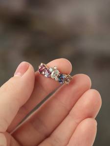 Multi Colored Moissanite Gemstone Rainbow Sapphire Cluster <b>Ring</b> 925 Silver With Rhodium Plated Wedding Ceremony Gift Her - Product Image 2