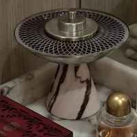 Brûleur de Bakhoor décoratif artisanal en résine écologique avec insert en acier inoxydable, porte-encens arabe et indien