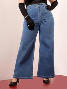 Women's Regular Fit <b>Boot</b> Cut Jeans Mid Waist Vintage Style Eco-Friendly Denim Washed Finish Cotton Fabric - Product Image 1
