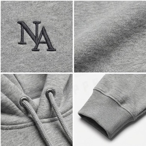 Sweat-shirt à capuche gris pour homme avec poche avant, logo brodé, coupe décontractée, vêtement d'automne - Product Image 4