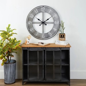 Round Metal <b>Wall</b> <b>Clock</b> Analog Quartz Silent <b>Oversized</b> Industrial Style for Living Room Bedroom Decor At Cheap Price - Product Image 1
