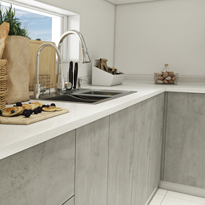Juego de Muebles de Cocina Modulares RTA de Diseño Europeo Moderno Personalizado JY Project, Laminado Brillante de PVC, Estructura de MDF, Encimera de Mármol - Product Image 6