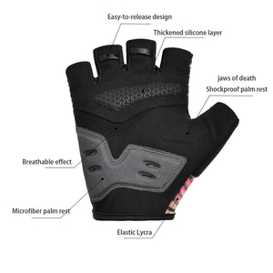 Guantes de Ciclismo Transpirables de Medio Dedo con Malla, Antideslizantes, Correa de Muñeca Ajustable, Protección Deportiva Unisex para las Manos - Product Image 6