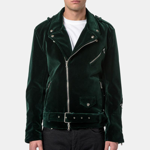 Veste unisexe en velours à fermeture éclair, col montant, coupe oversize, accessoires métalliques sur le devant, design personnalisable, haute qualité, hiver - Product Image 1