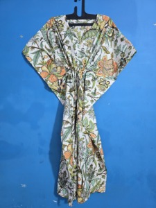 New Floral Lightweight Floral Cotton Kaftan <b>Dress</b> For Women Boho <b>Lounge</b> Wear Comfortable Daily Caftan - Product Image 2