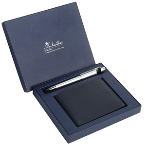 Portefeuille en cuir pour homme, portefeuille fin à double pli, porte-cartes, avec boîte cadeau, portefeuilles en cuir PU pour homme, porte-monnaie avec impression personnalisée - Product Image 2