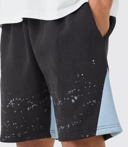 Pantalones Cortos Unisex Negros con Salpicaduras de Pintura, Logotipo Personalizado, Algodón Grueso, Pantalones Cortos Deportivos de Felpa Francesa, Transpirables, Casuales, Estilo Urbano - Product Image 3