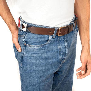 Handmade Leather Polo <b>Belt</b> with Pampa Diamond Pattern in <b>Red</b> White Blue Equestrian Style Casual Wear - Product Image 3