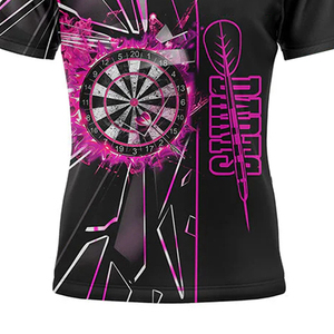Polo de Manga Corta para Hombre con Estampado de Dardos en Negro y Rosa, Cuello con Botones, Jersey Deportivo - Product Image 6