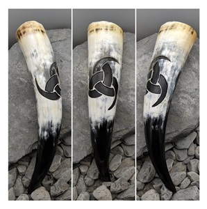 Authentic Viking Drinking Horn for Beer Mead Ale Medieval Inspired Eco-Friendly Carved Food Safe Handcrafted Tankard - Product Image 1