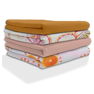 Serviettes de cuisine en coton biologique GOTS, fabriquées par un fabricant OEM, orange, avec broderie fantôme, écologiques, vente en gros - Product Image 6
