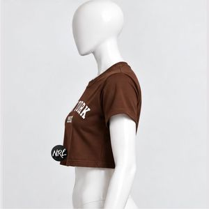 เสื้อครอปเรียบง่ายสำหรับผู้หญิง คุณภาพสูง ผลิตตามสั่ง ผ้าฝ้าย 100% ระบายอากาศได้ดี แฟชั่นฤดูร้อน ทันสมัย สวมใส่สบาย เสื้อยืดผู้หญิง - Product Image 3