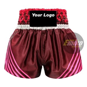 Shorts de Muay Thai Azules de Satén Personalizados al por Mayor, Shorts de Boxeo Dorados con Logotipo Personalizado, Equipamiento de Artes Marciales - Product Image 1