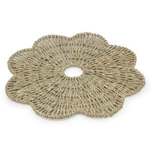 Handmade Floral Scalloped Rattan Placemat and Charger <b>Plates</b> From Vietnam Factory for Dining Table Set of <b>Mats</b> & Pads - Product Image 6