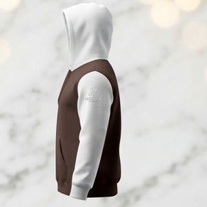 Sudadera con Capucha para Hombre, Color Marrón-Blanco, Diseño Personalizado, Poliéster/Algodón Transpirable, Ropa Hooper Sostenible, Superventas - Product Image 6