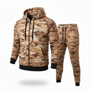 2026 Custom Winter Camo Eco-Friendly Breathable Unisex Fleece Hooded Sweat Suit Set Custom Logo <b>Camouflage</b> Gym Tracksuit - Product Image 4