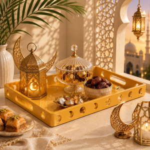 Plateau de service décoratif en laque KV NATURAL HOME, luxe, Ramadan, islamique, pour les rassemblements d'iftar, Eid Mubarak, décoration de table à domicile - Product Image 4