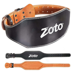 ZOTO Padded Cowhide Leather Bodybuilding <b>Belt</b> Custom Logo Double Prong Powerlifting Waist Support <b>Belt</b> - Product Image 1