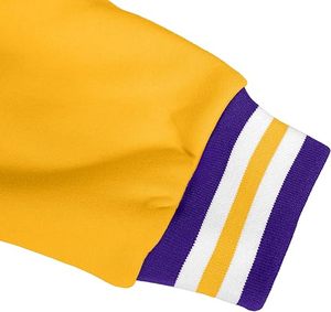 Men's <b>varsity</b> bomber <b>jacket</b> Breathable Cotton <b>Varsity</b> <b>Jacket</b> Embroidered Baseball Bomber Coat Color <b>Purple</b>-yellow - Product Image 5