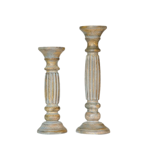 Juego de Portavelas de Madera Turquesa Estilo Boho, Portavelas de Madera Verde Envejecida, Decoración Vintage para Mesa - Product Image 4