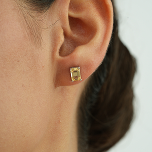 Stunning Minimalist Design 925 <b>Sterling</b> <b>Silver</b> Octagon Cut Natural Citrine Gemstone Fine <b>Stud</b> Earrings For Women - Product Image 4