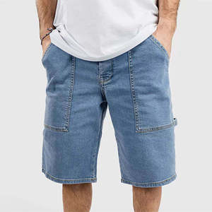 Men's <b>Light</b> Wash Denim Cargo Shorts Mid Waist Cotton Casual Summer Shorts With Pockets Woven Fabric Breathable Style - Product Image 1