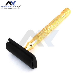Maquinilla de Afeitar de Seguridad con Mango Hexagonal para Hombre, Maquinilla de Afeitar de Doble Filo para Barbería, Mango Dorado de Lujo con Cabezal Negro, Maquinillas de Afeitar de Seguridad para Barbería - Product Image 4