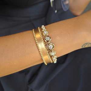 Puffy <b>Bangle</b> <b>Bracelets</b> 14K Solid Gold 1.50 Ct Bezel Round Cut Lab Grown Diamond Bridal Wedding Luxury Fine Jewelry Factory Price - Product Image 6