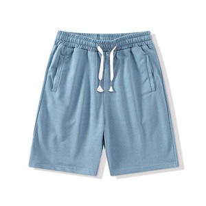 Men's White Cotton Shorts Solid Color Drawstring Waist Casual Style With Pockets Breathable Fabric - Product Image 5