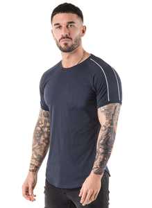 Camiseta Deportiva de Manga Corta para Hombre, Negra y Blanca, con Mangas Raglán, Corte Atlético - Product Image 3