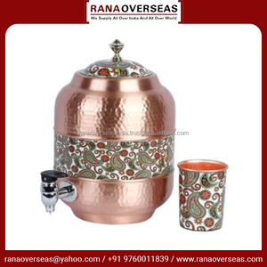 Distributeur d'eau en cuivre de concepteur traditionnel Avantages pour la santé ayurvédique Pot d'eau en cuivre avec verre pour le stockage de l'eau - Product Image 5